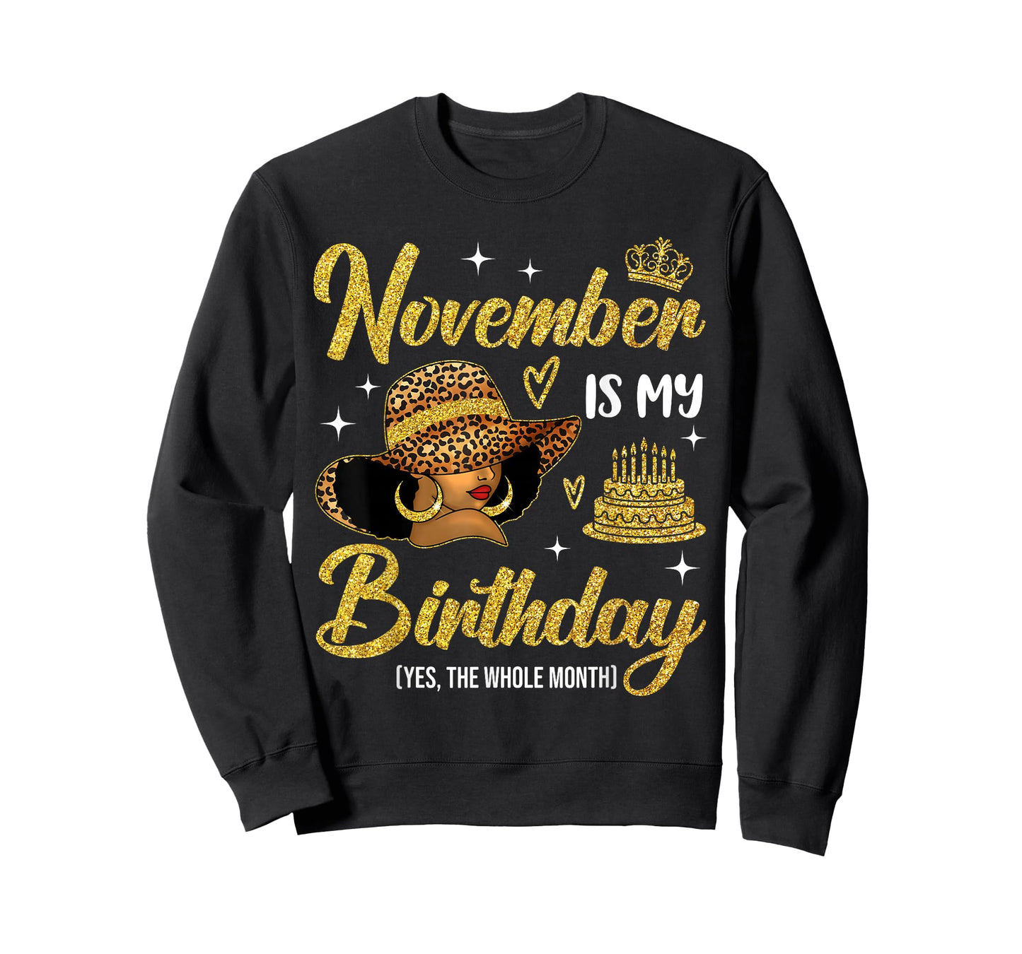 November is My Birthday Black Queen Afro Woman with Hat T-Shirt