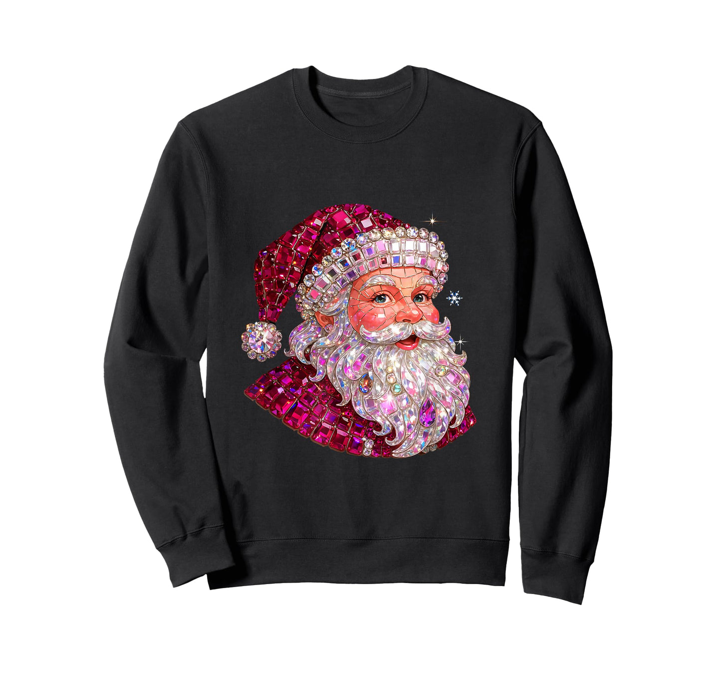 Pink Sparkle Santa Christmas Aesthetic Design T-Shirt
