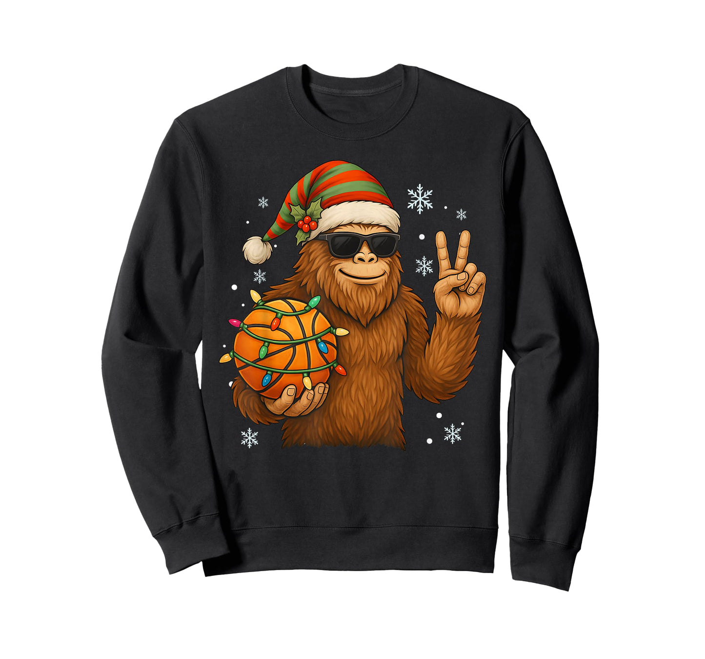 Bigfoot Santa Basketball Christmas T-Shirt