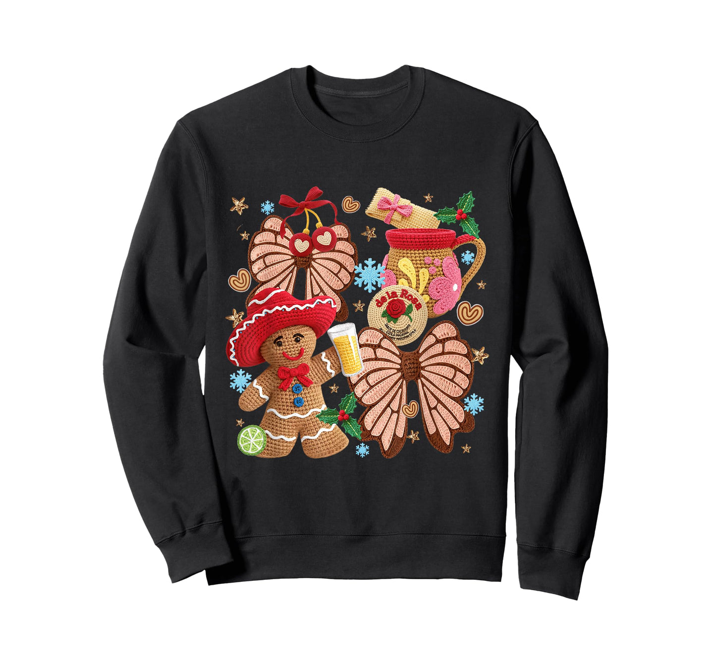 Mexican Gingerbread Retro Conchas Faux Yarn Christmas T-Shirt