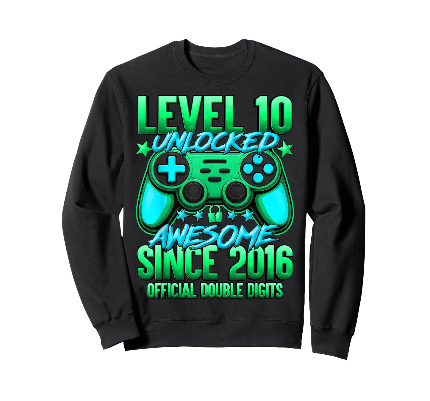 Official Double Digits Level 10 Unlocked 10th Birthday Boy T-Shirt