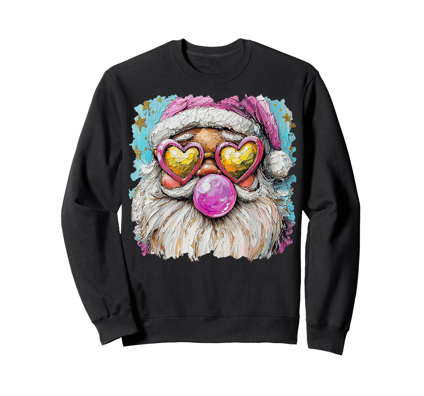 Santa Heart Glasses Christmas Art T-Shirt