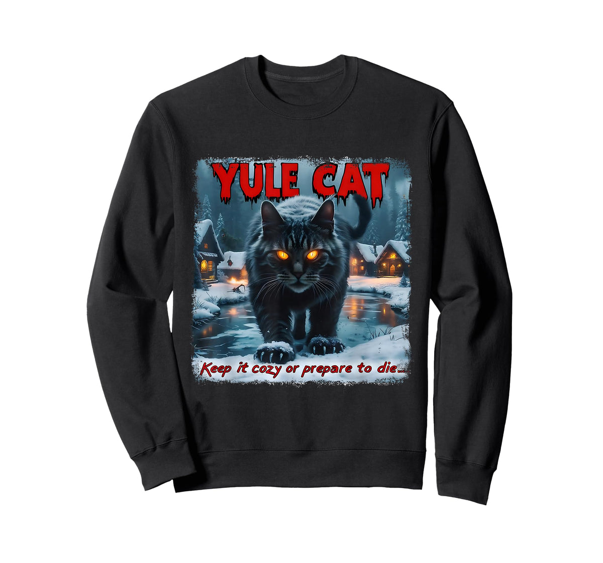 Yule Cat Keep It Cozy Funny Winter Quote T-Shirt