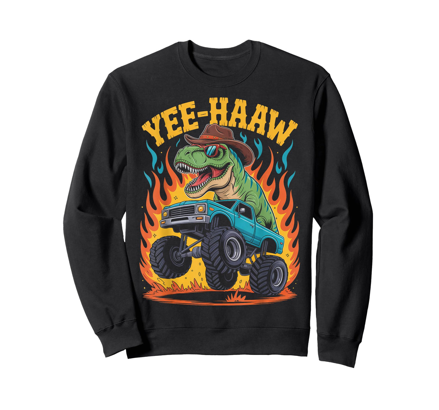 Yee-Haaw Cowboy Dino Trex Country Monster Truck Dinosaur T-Shirt