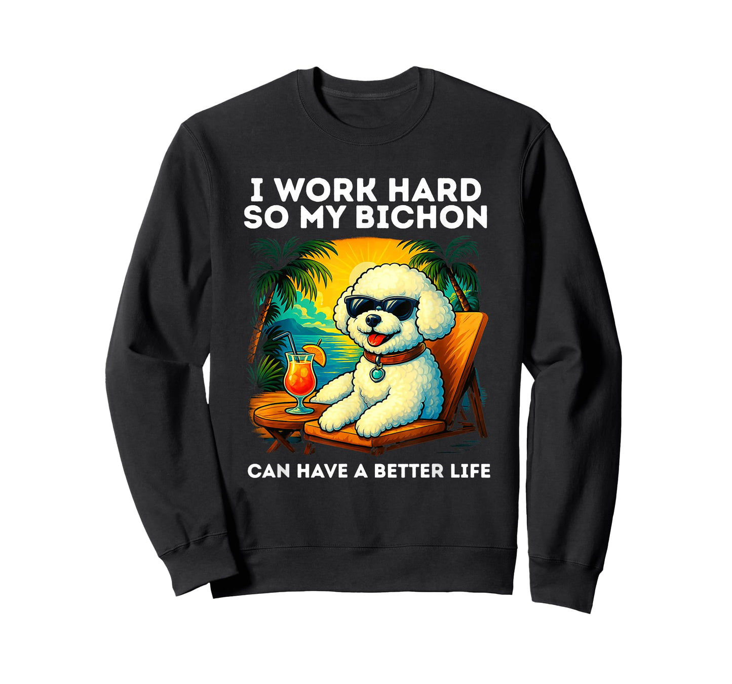 Funny Bichon Frise Dog Design I Work Hard Bichon Frise Lover T-Shirt