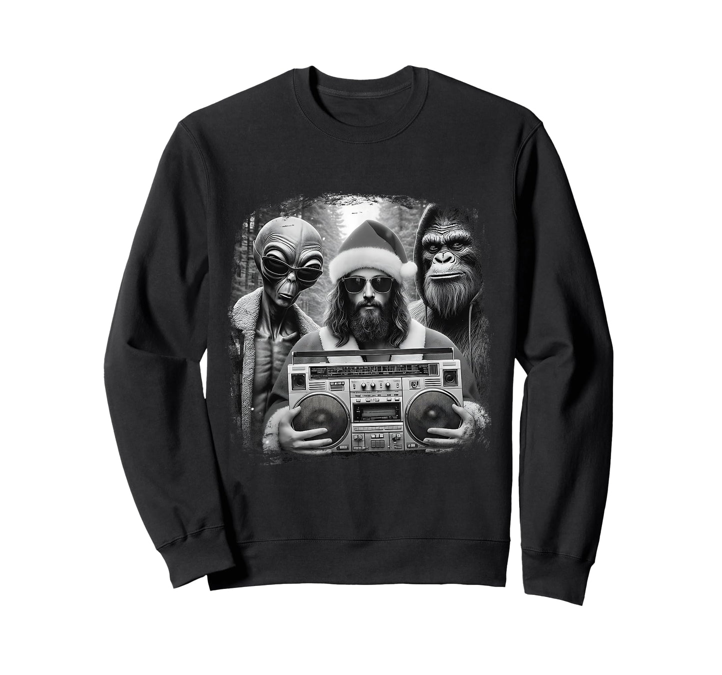 Santa Jesus Selfie Christmas Meme Bigfoot Funny T-Shirt