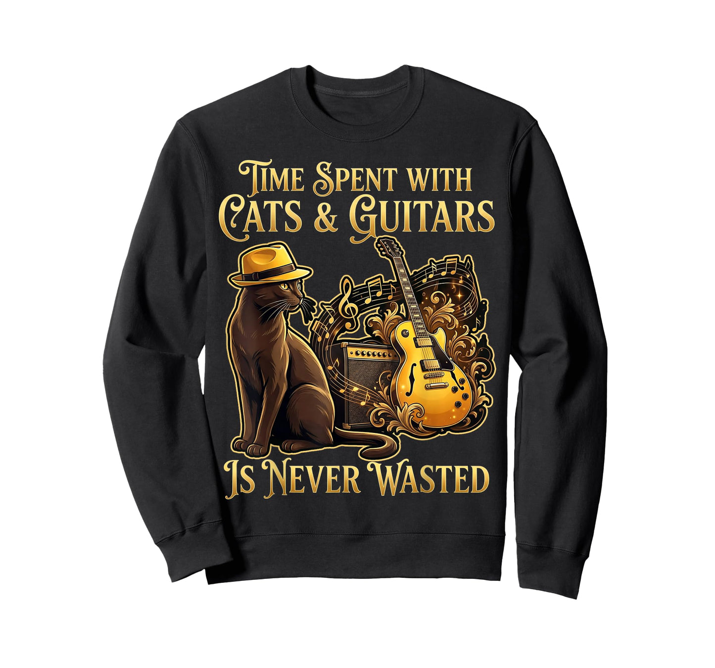 Guitarist Time Spent with Cats and Guitars is Never Wasted T-Shirt