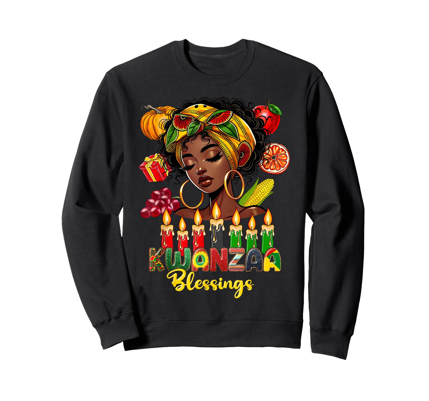 Kwanzaa Blessings Afro American Celebration Black Woman T-Shirt