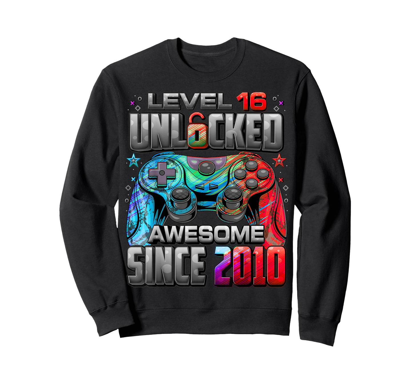 Level 16 Unlocked Awesome Since 2010 16th Birthday Gaming T-Shirt