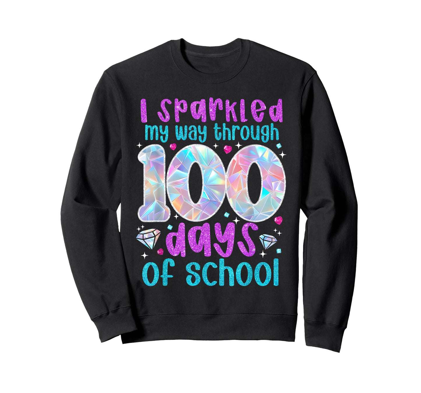 I Sparkled My Way Through 100 Days of School Funny Print T-Shirt