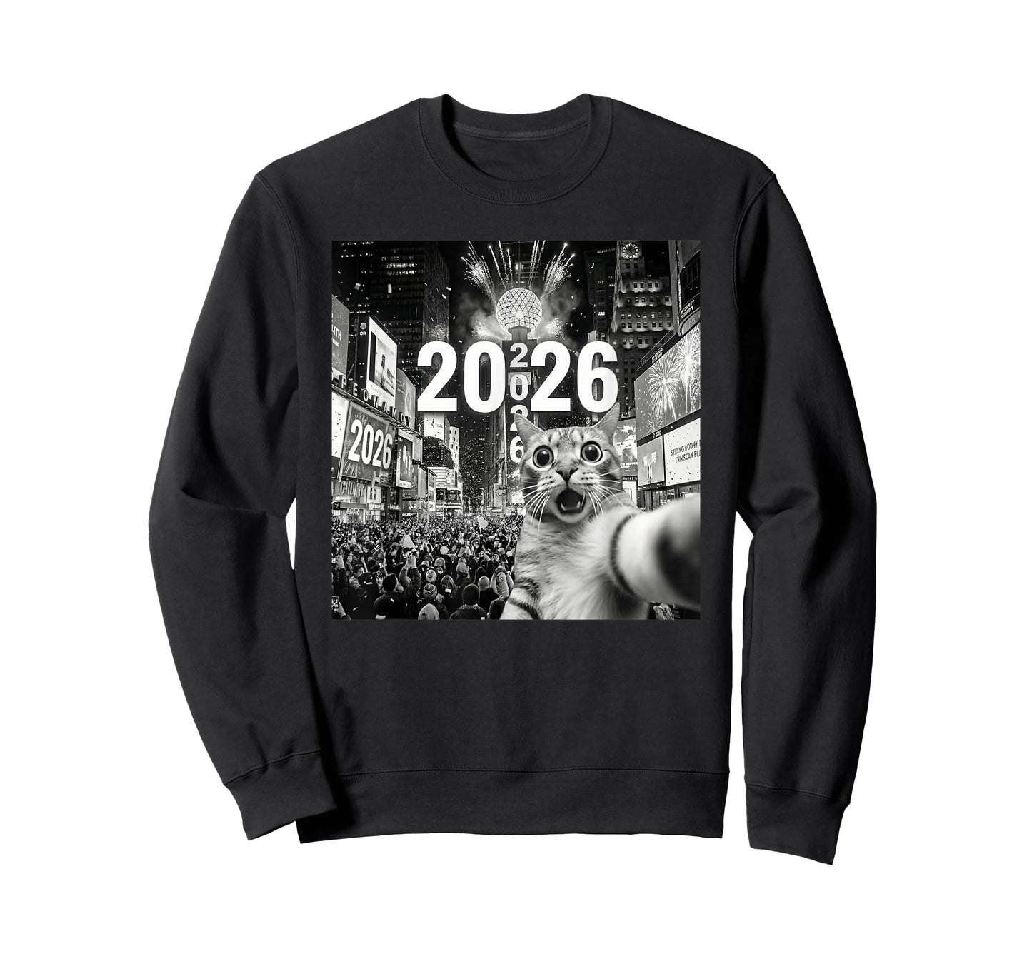 Cat Selfie at New York Happy New Years Eve 2026 Ball Drop T-Shirt