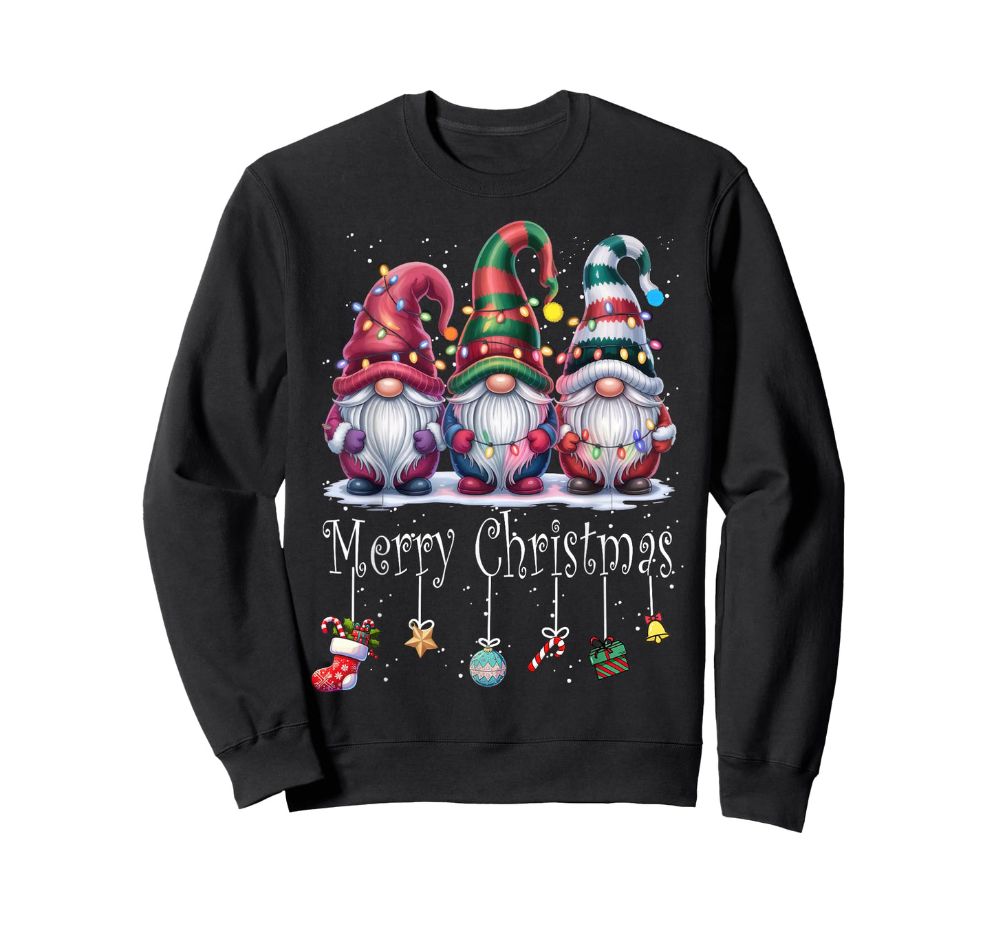 Funny Christmas Gnome Family Matching Outfit Holiday Lights T-Shirt