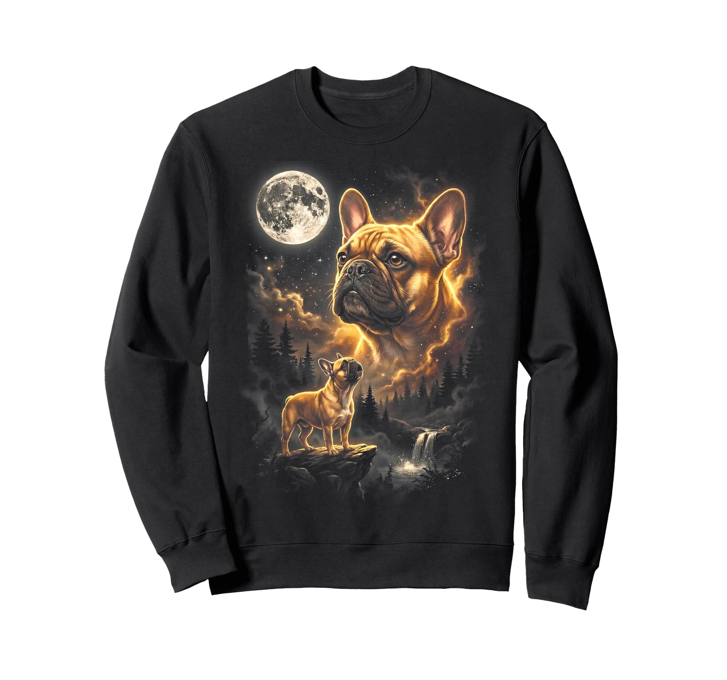 French Bulldog Howling to Moon Retro Vintage 90s Funny Dog T-Shirt