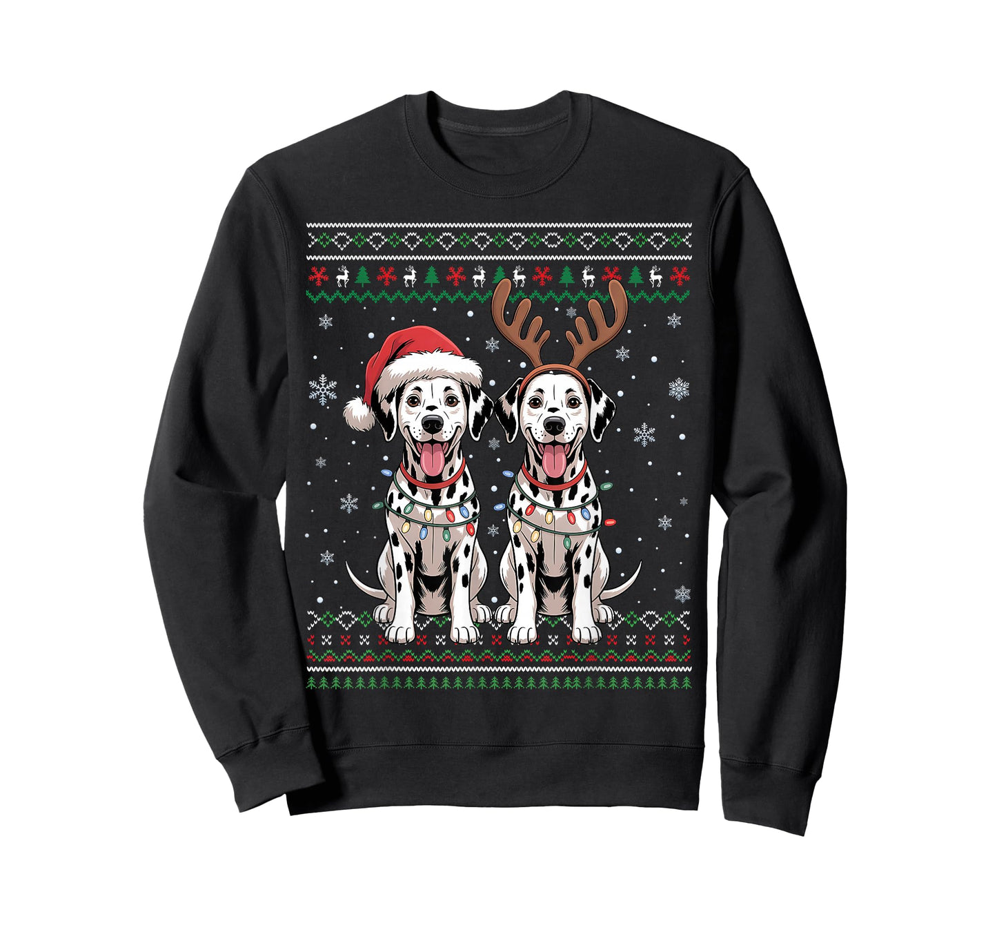Ugly Dalmatian Dog Xmas Santa Matching Christmas Sweater T-Shirt