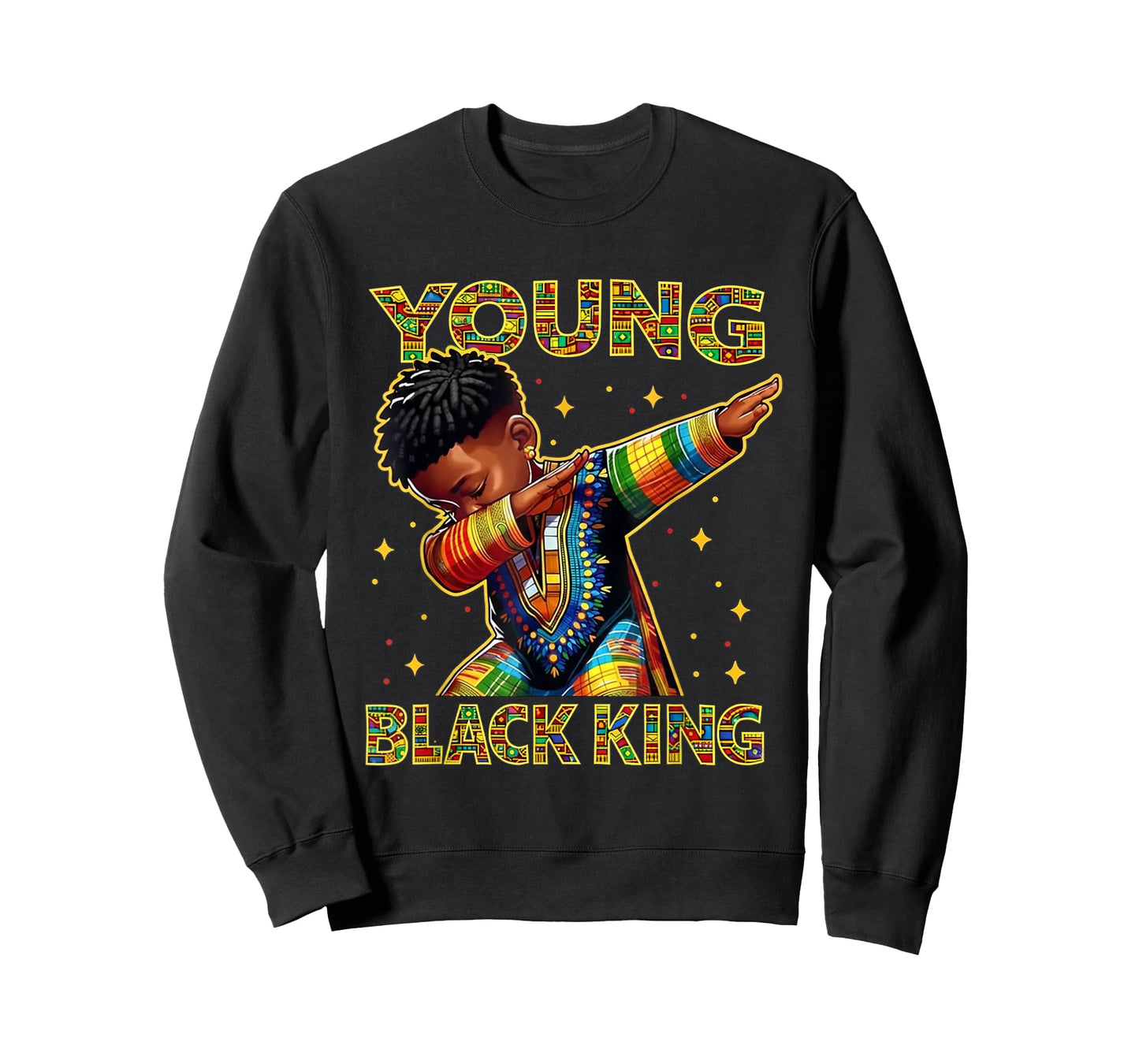 Boys African Kente Print Little Kids with King Kente Tee T-Shirt