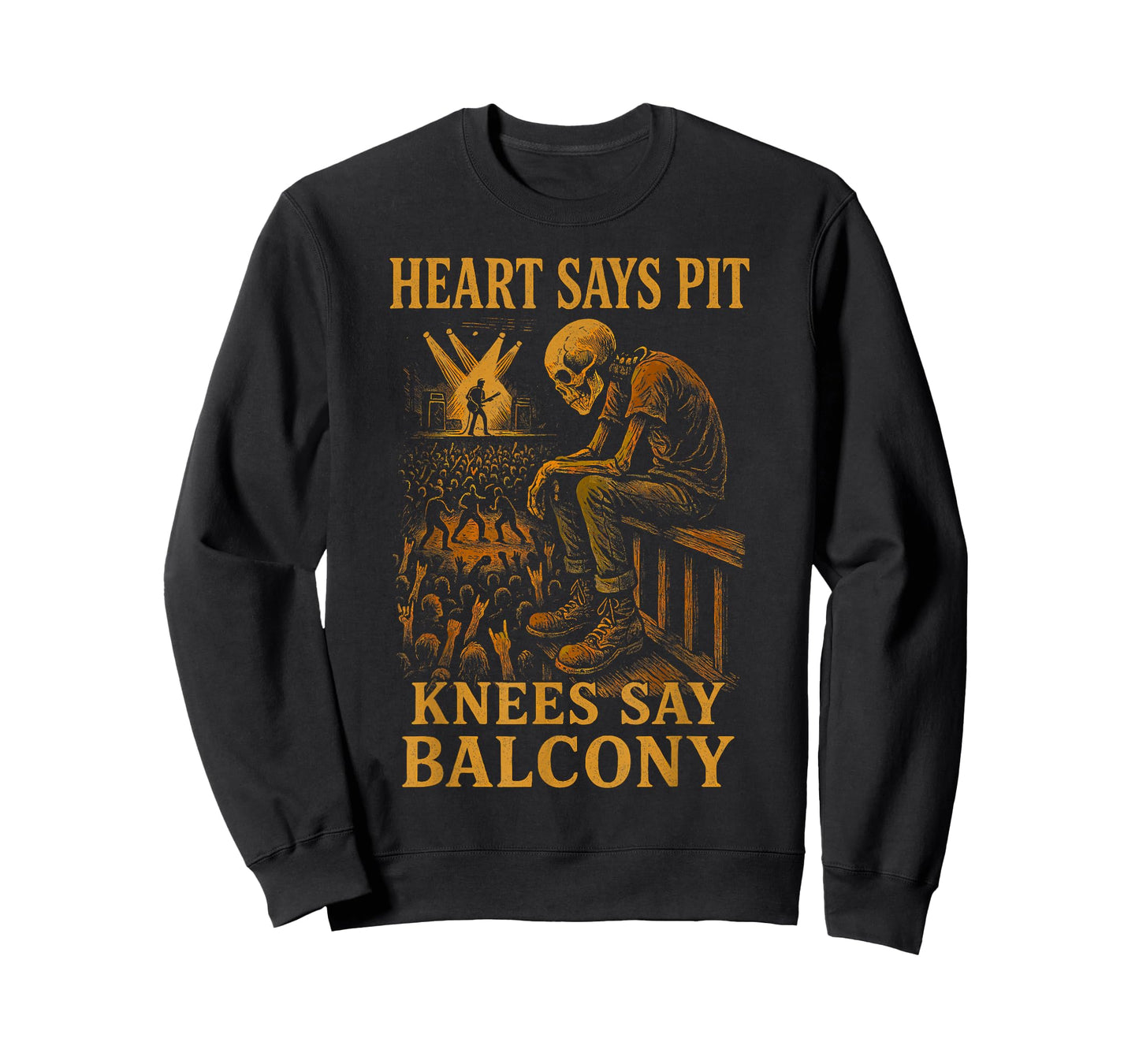 Heavy Metal Rock Concert Heart Says Pit Knees Say Balcony T-Shirt