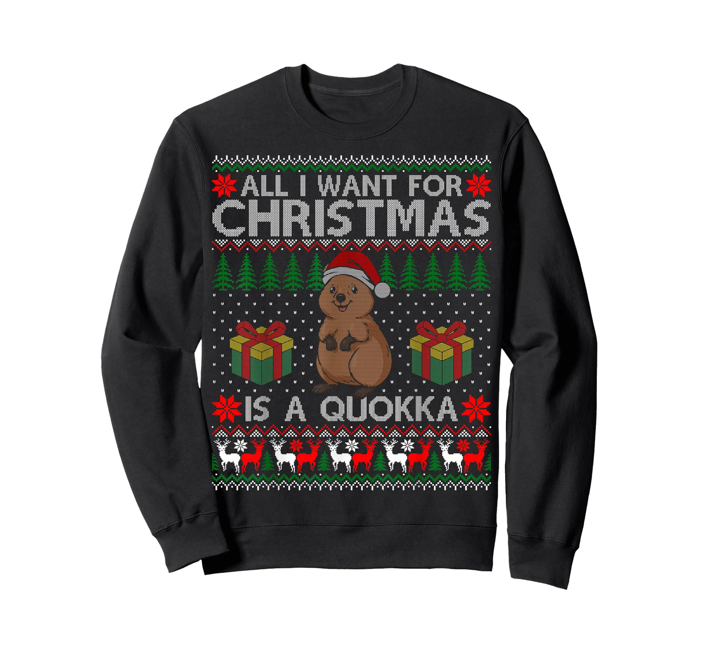 I Want for Christmas is A Quokka Ugly Sweater Funny Gift T-Shirt