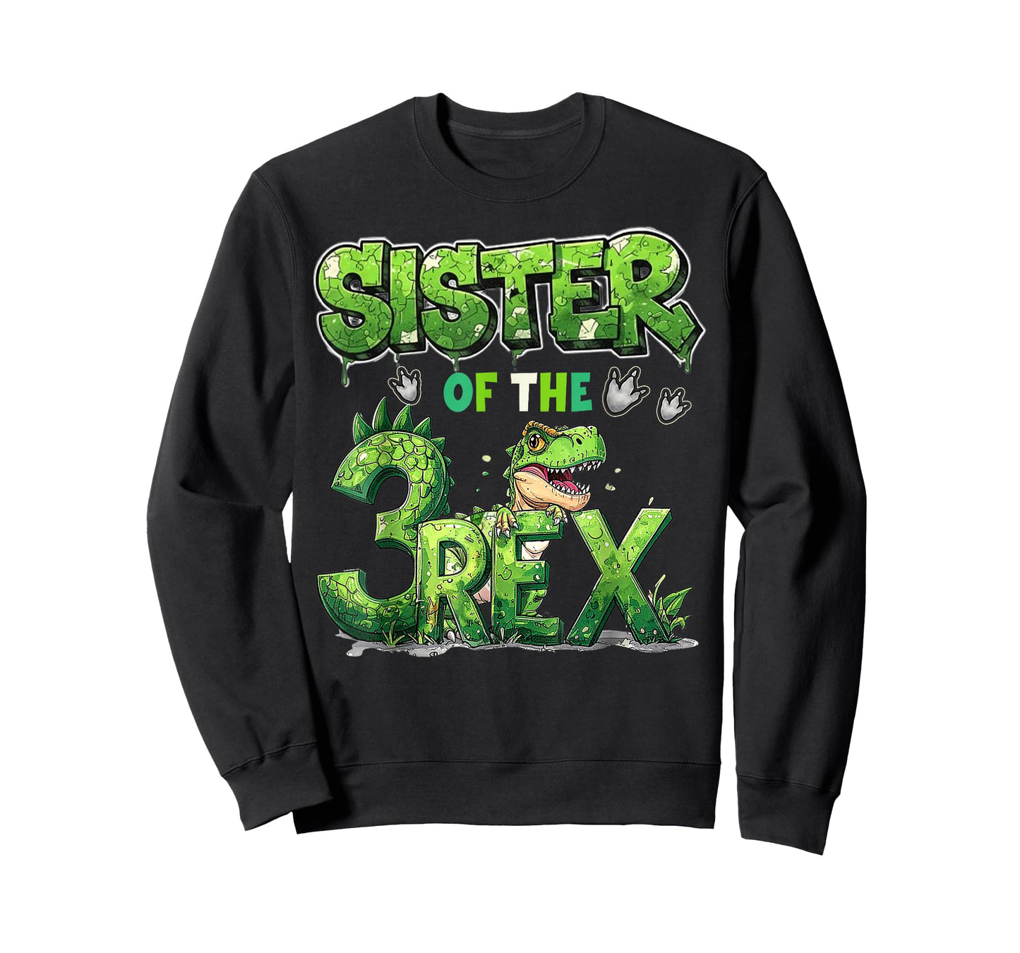 Sister of The Three Rex Birthday Boy Dinosaur Family Party T-Shirt