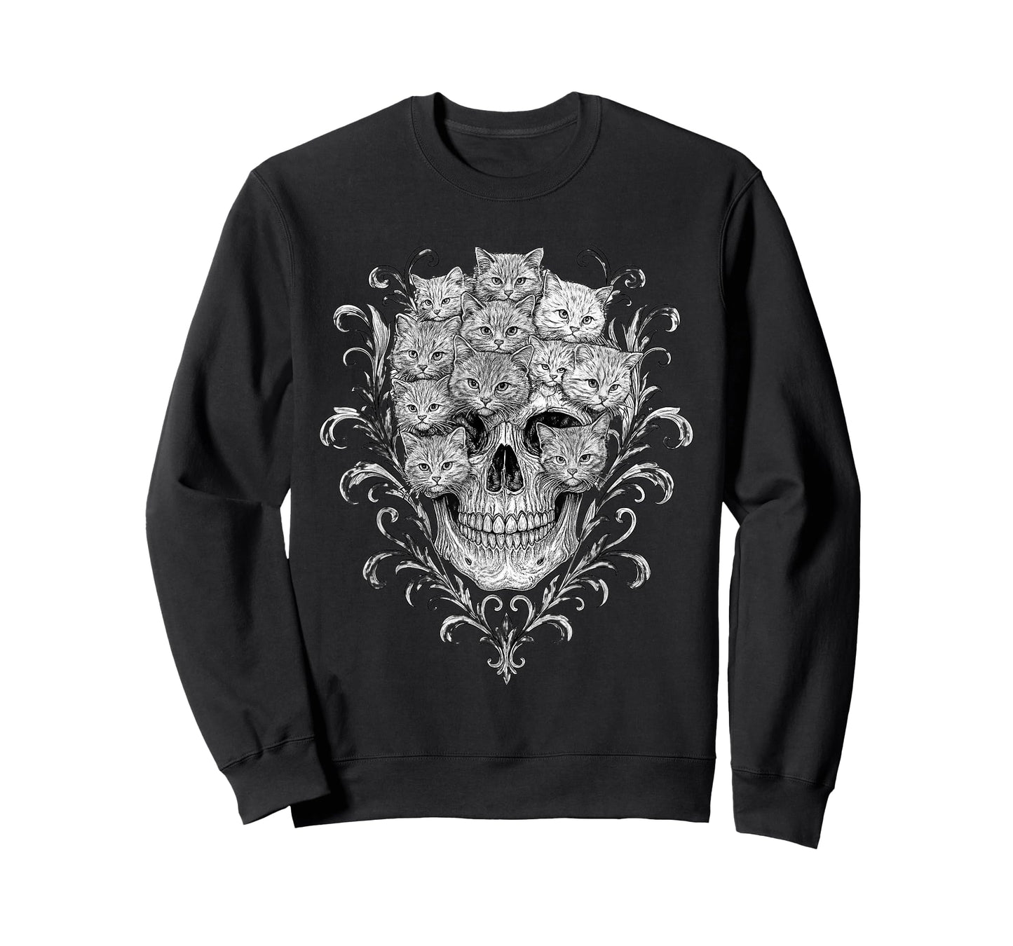 A Skull But It's Cats Kitty Skeleton Halloween Cat Skull T-Shirt