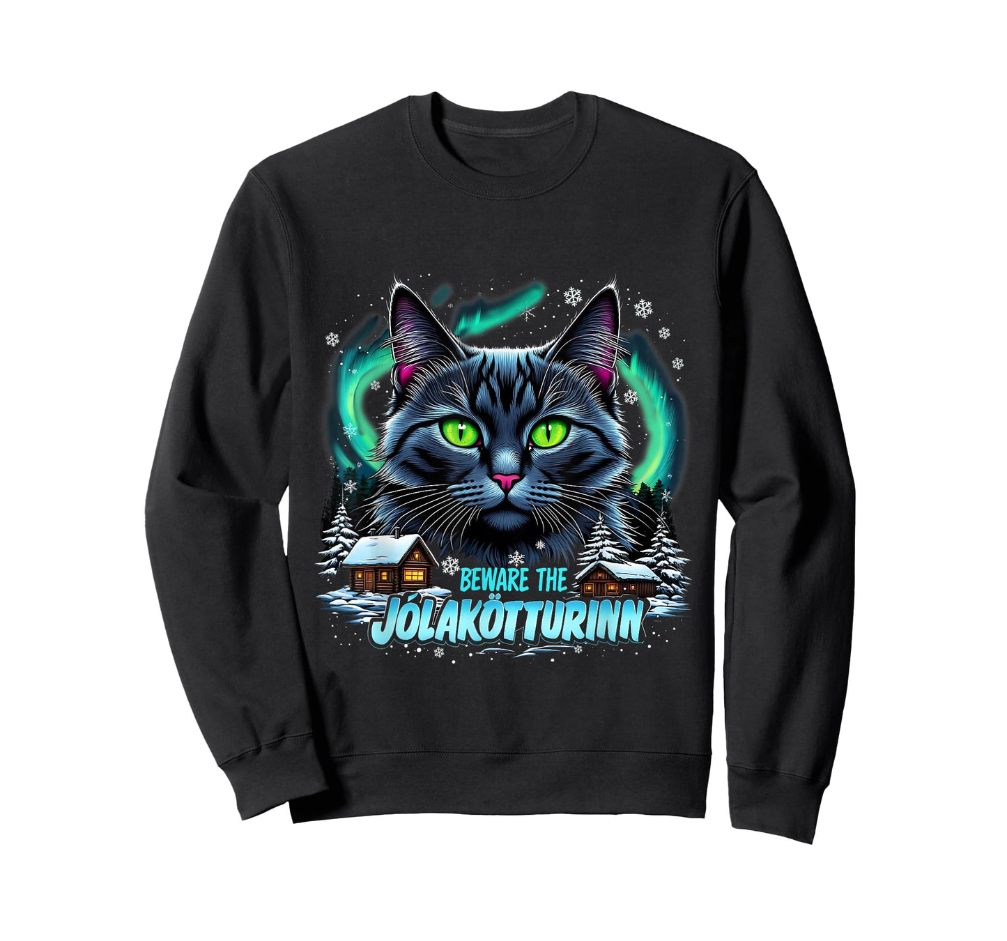 Beware The Jólakötturinn Christmas Cat Iceland Design T-Shirt