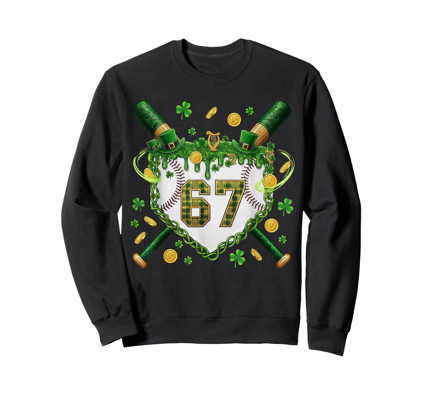 St Patrick Day Baseball Drip Ice Cream Baseball Boy Kids T-Shirt