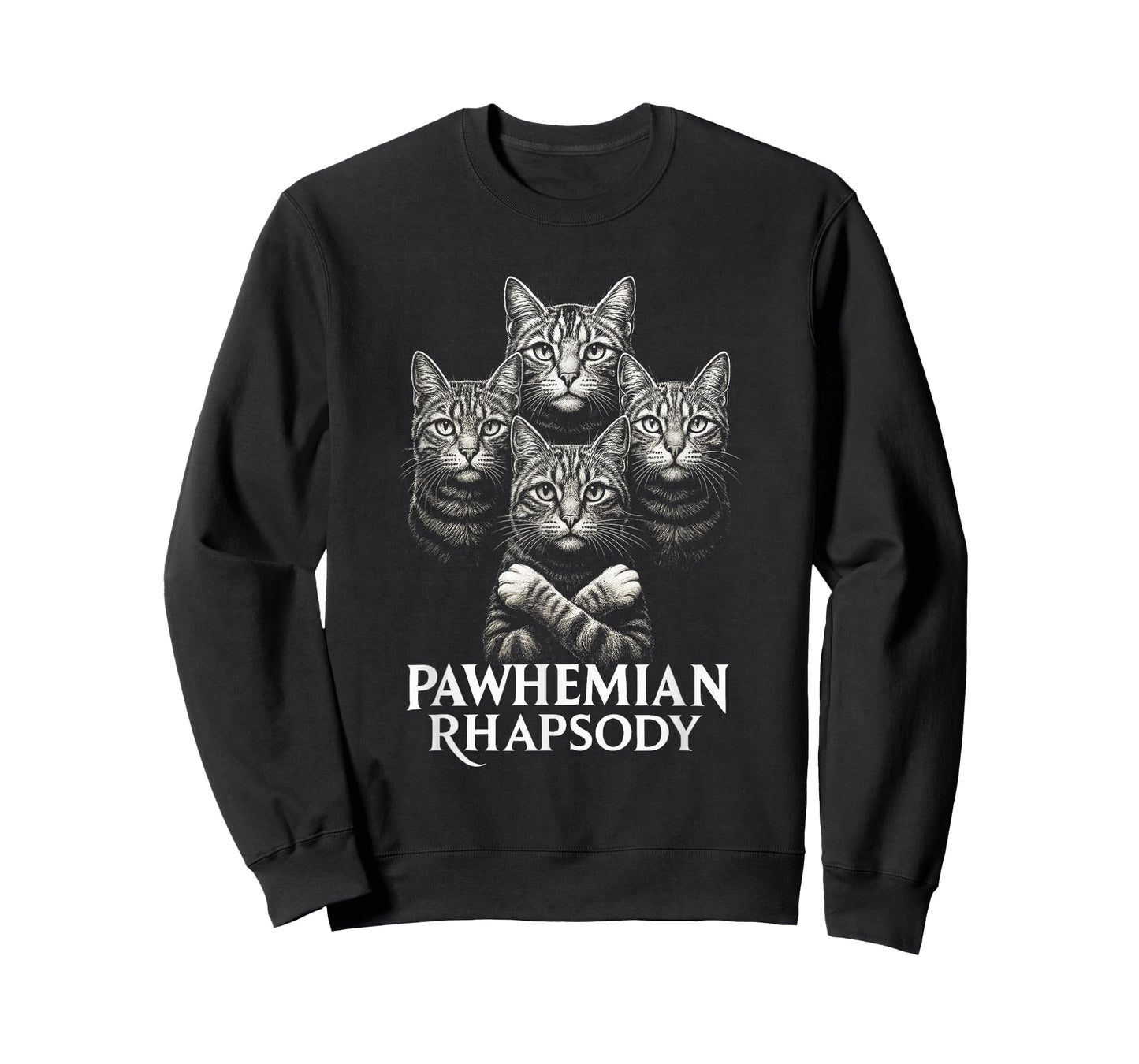 Pawhemian Rhapsody Feline Music Group Tabby Animal Lover T-Shirt