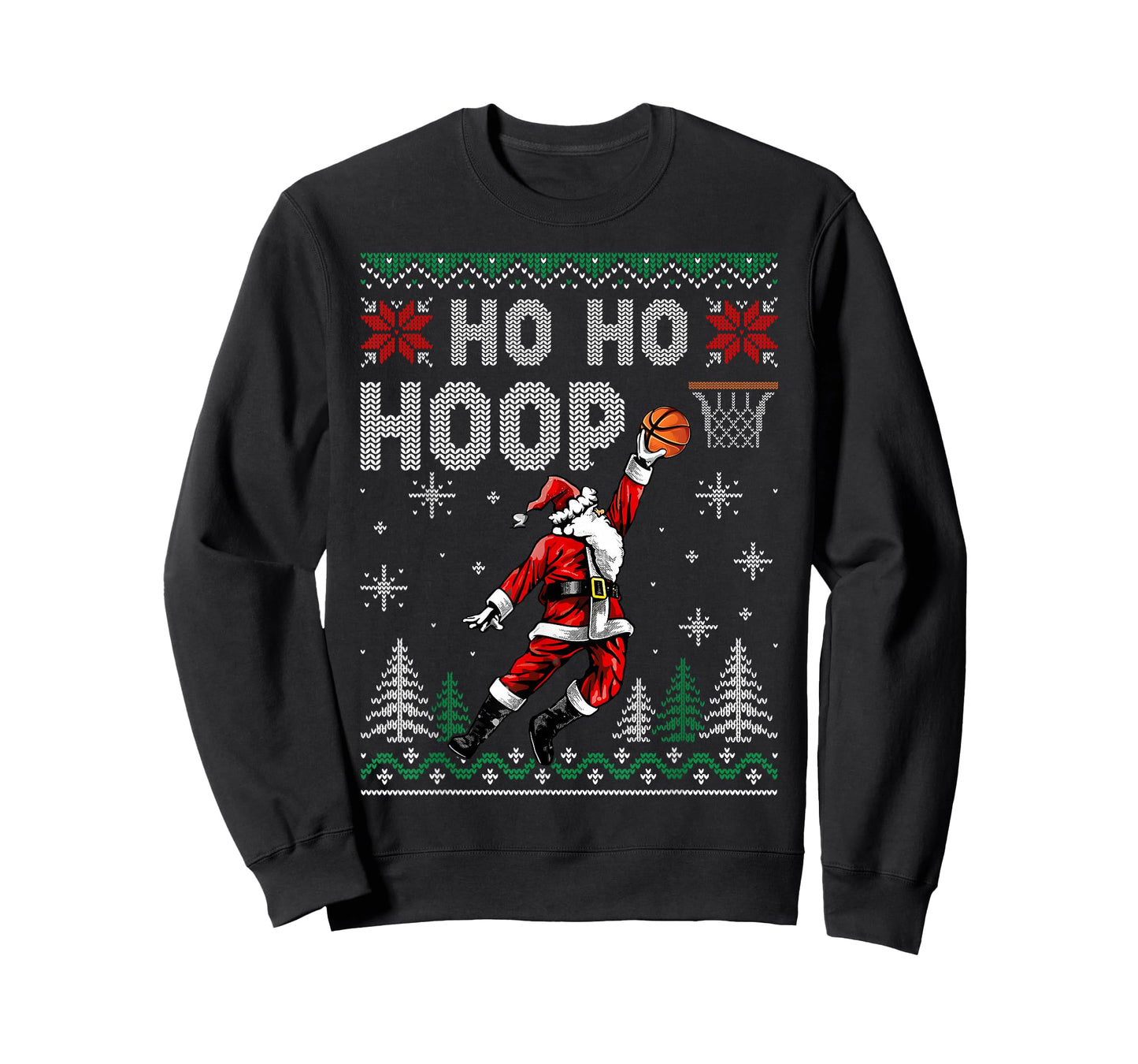 Ho Ho Hoop Santa Basketball Christmas Ugly Sweater T-Shirt
