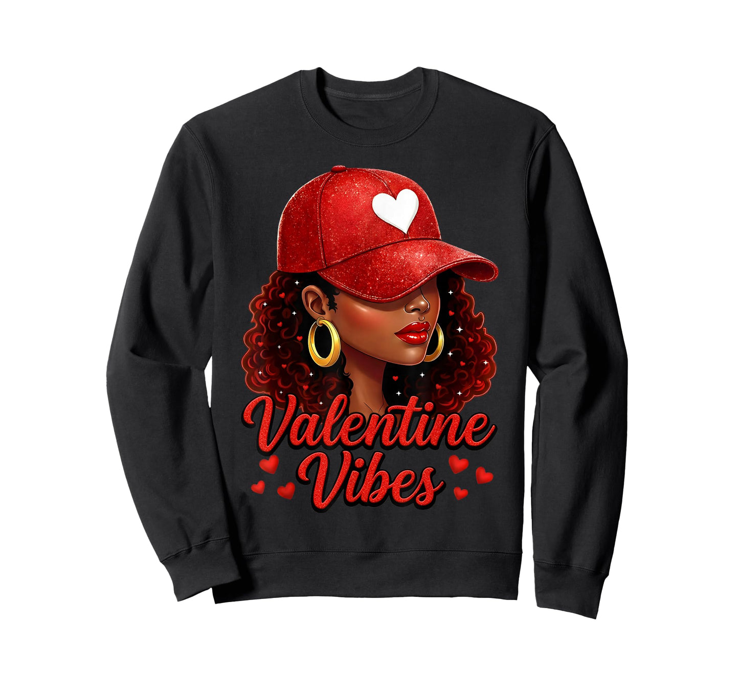 Valentine Vibes Black Women Valentines Day for Girl Womens T-Shirt