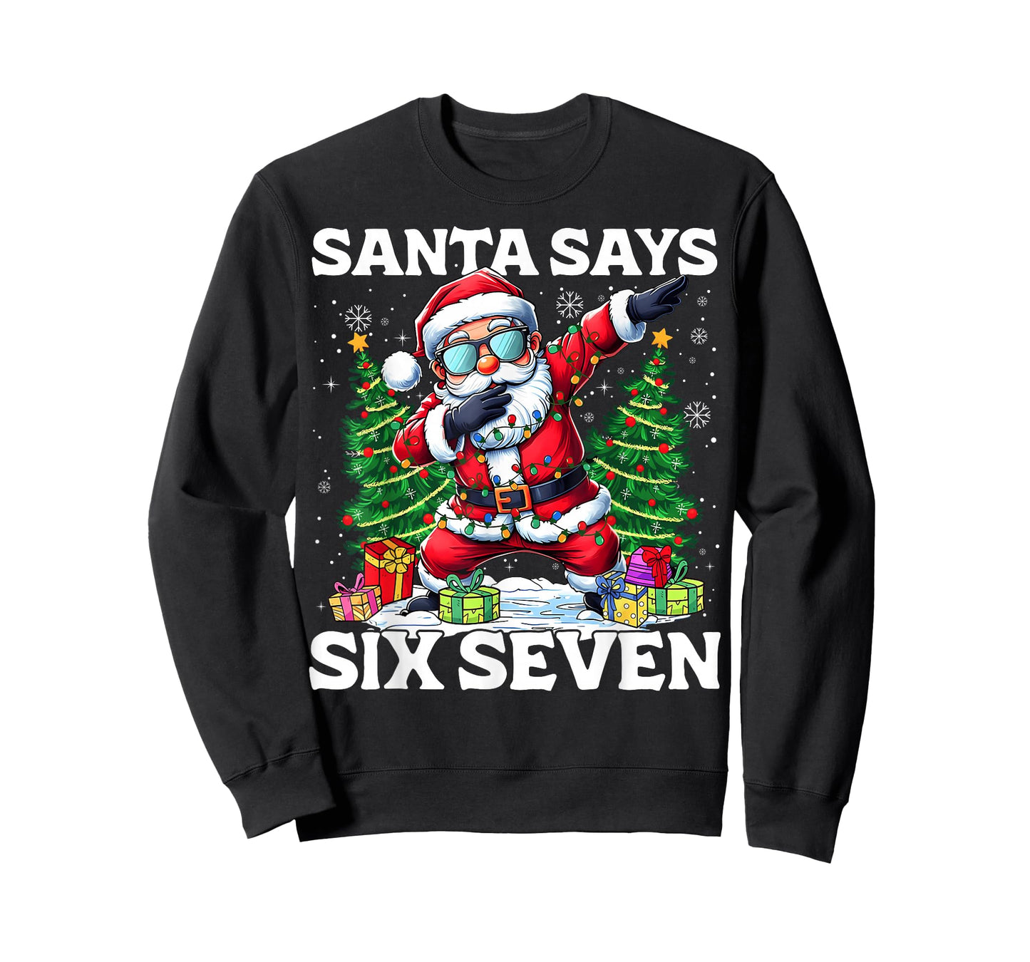 Funny Dabbing Santa Says Six Seven 67 Meme Christmas Kids T-Shirt