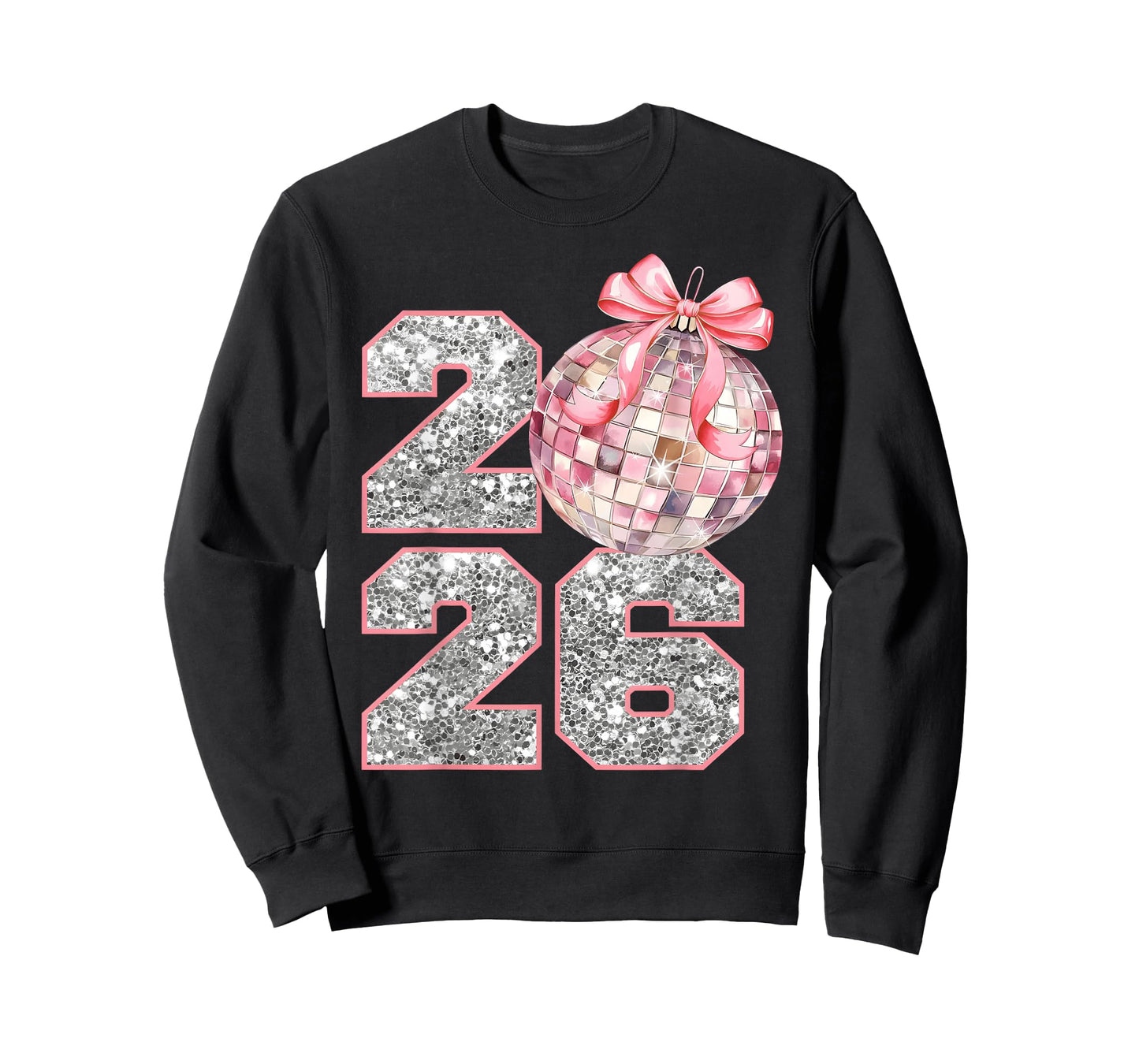 Retro Disco Ball Coquette Happy New Years 2026 Women Kids T-Shirt
