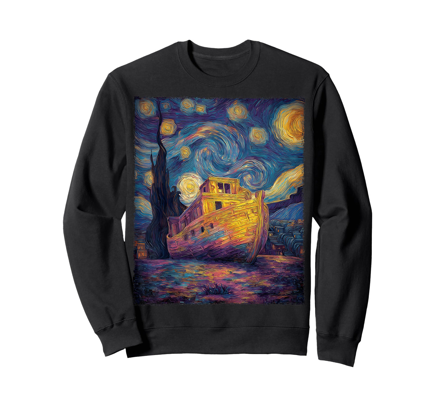 Noah's Ark Christian Bible Van Gogh Starry Night Painting T-Shirt