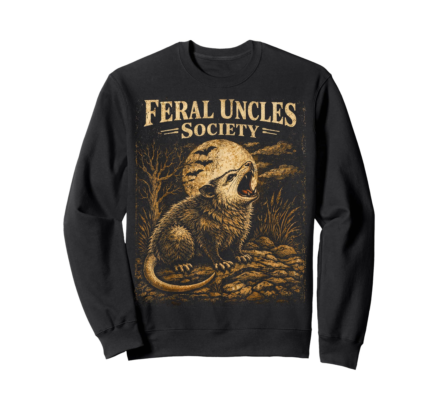 Feral Uncles Society Funny Opossum Folklore Vintage Graphic T-Shirt