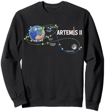 Artemis 2 Route Map SLS Rocket Launch Mission to The Moon Sweatshirt - Sweatshirt | Black