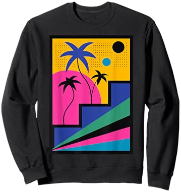 Retro Geometric 80s Memphis Style Sweatshirt - Sweatshirt | Black