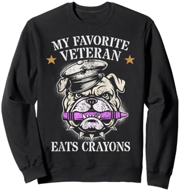 Cute My Favorite Veteran EATS Crayons Squad Military Corps Sweatshirt - Sweatshirt | Black