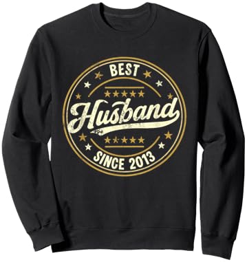 Retro Proud Best Husband Since 2013 13th Wedding Anniversary Sweatshirt - Sweatshirt | Black