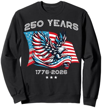 250th Anniversary 250 Years American US Flag Women Men Kids Sweatshirt - Sweatshirt | Black