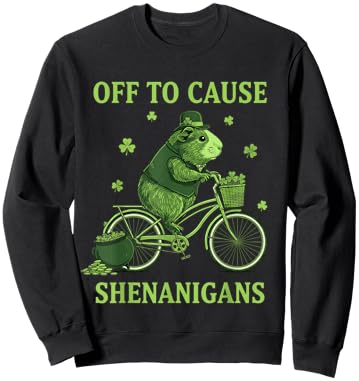 Off to Cause Shenanigans Guinea Pig St Patricks Day Sweatshirt - Sweatshirt | Black