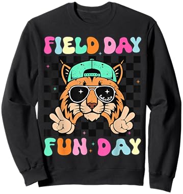 Field Day Fun Day Bobcats School Women Teacher Kids Mom Sweatshirt - Sweatshirt | Black