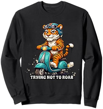 Tiger on Scooter Funny Urban Streetwear Casual Everyday Sweatshirt - Sweatshirt | Black