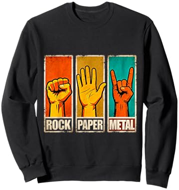 Rock Paper Metal Funny Hand Gesture RockMusic Design Sweatshirt - Sweatshirt | Black