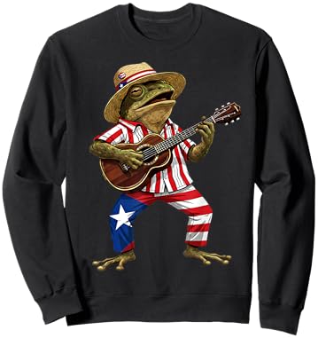 Coqui Frog Puerto Rico Taino Puerto Rican Flag Boricua Sweatshirt - Sweatshirt | Black
