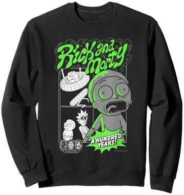 Rick and Morty A Hundred Years Storyboard Collage Cartoon Sweatshirt - Sweatshirt | Black
