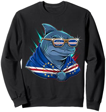 Cape Verde Flag Shark Cape Verdean Roots Cabo Verde Sweatshirt - Sweatshirt | Black