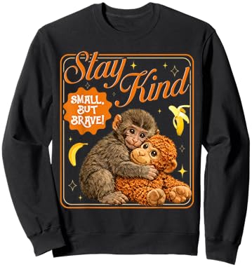 Punch Baby Monkey Stay Kind Small But Brave Sweatshirt - Sweatshirt | Black