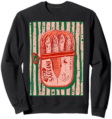 Sardines Tinned Fish Retro Graphic Mediterranean Coastal Sweatshirt - Sweatshirt | Black