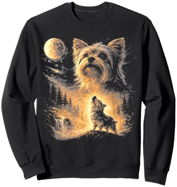 Yorkie Howling to the Moon Vintage Sweatshirt - Sweatshirt | Black