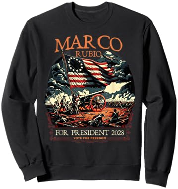 Marco Rubio 2028 for President Colonial Patriotic US Flag Sweatshirt - Sweatshirt | Black