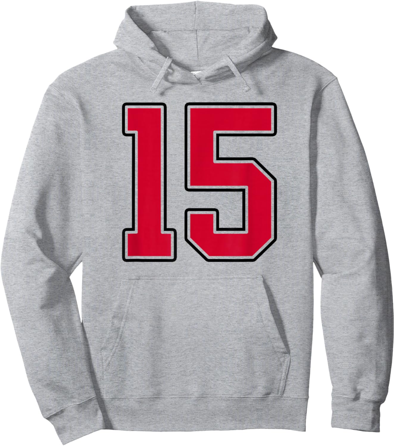Red and Black Number 15 Jersey Player Uniform #15 Hoodie - Hoodie | Ash