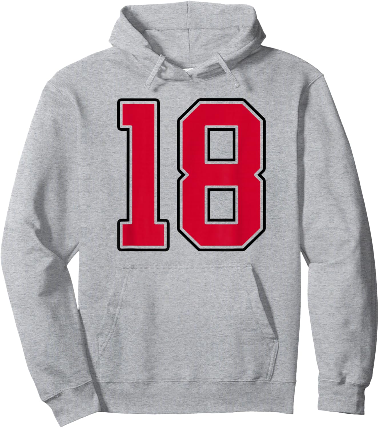 Red and Black Number 18 Jersey Player Uniform #18 Hoodie - Hoodie | Ash